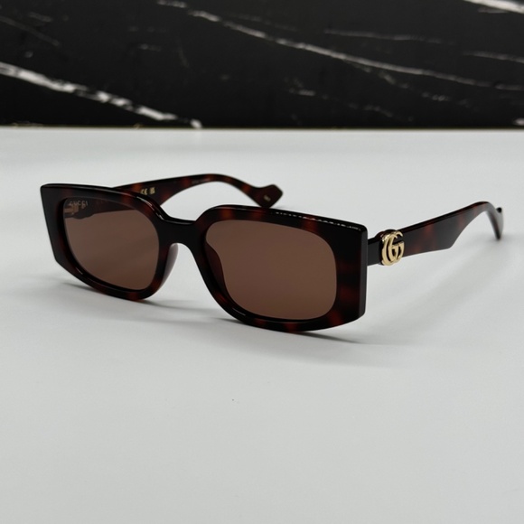 NEW GG1534S 002 GUCCI SQUARE HAVANA BROWN SUNGLASSES - Picture 1 of 11